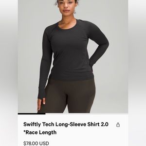Lululemon Black Long Sleeve Swiftly Tech
